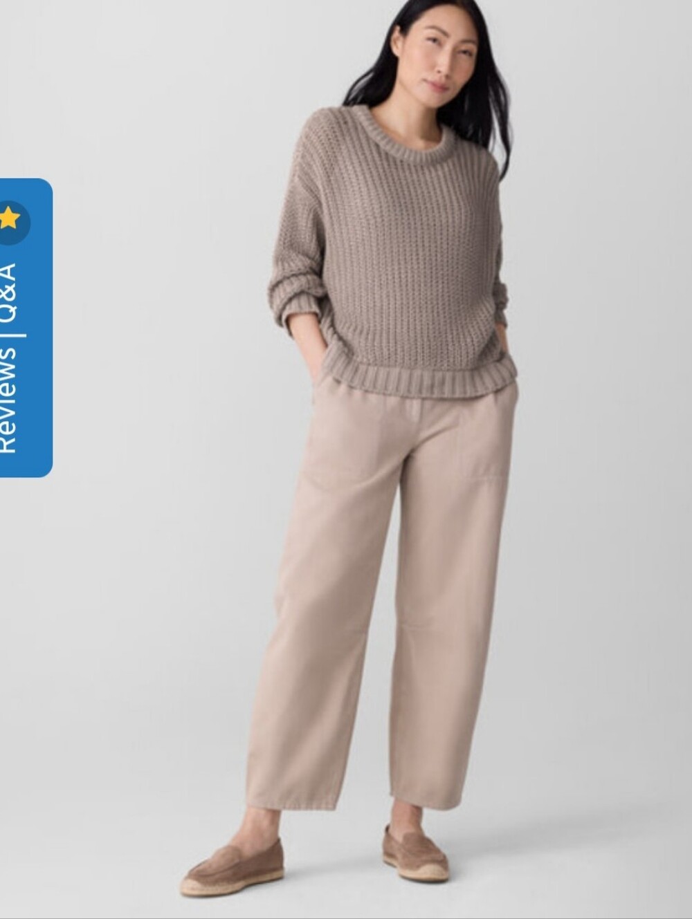 EILEEN FISHER CREW NECK SWEATER IN WHEAT / SZ;SMALL, MEDIUM , XLARGE